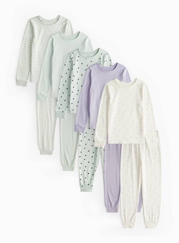 Mint Green Printed Long Sleeve Pyjama Sets 5 Pack  1.5-2 years